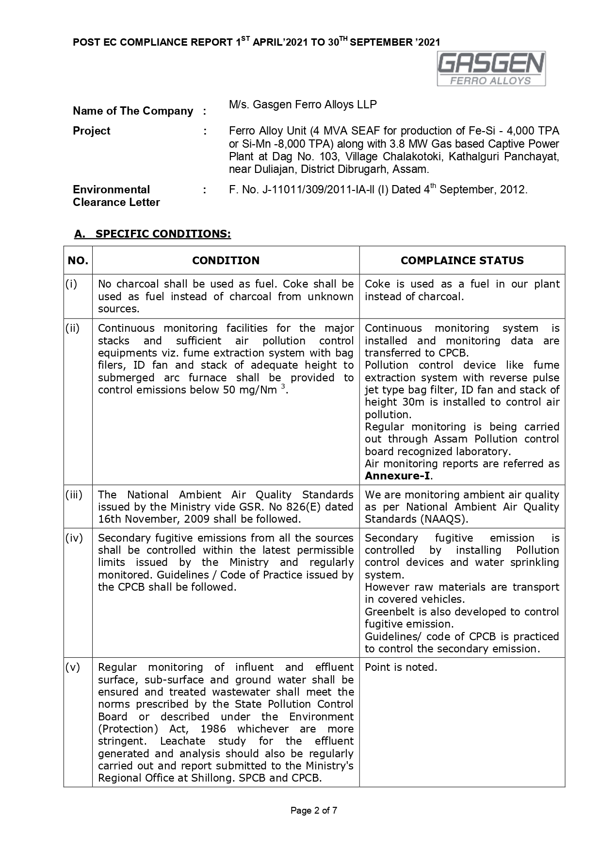 EC Compliance Report_Gasgen Ferro Alloy LLP_Apr to Sep 2021_page-0002
